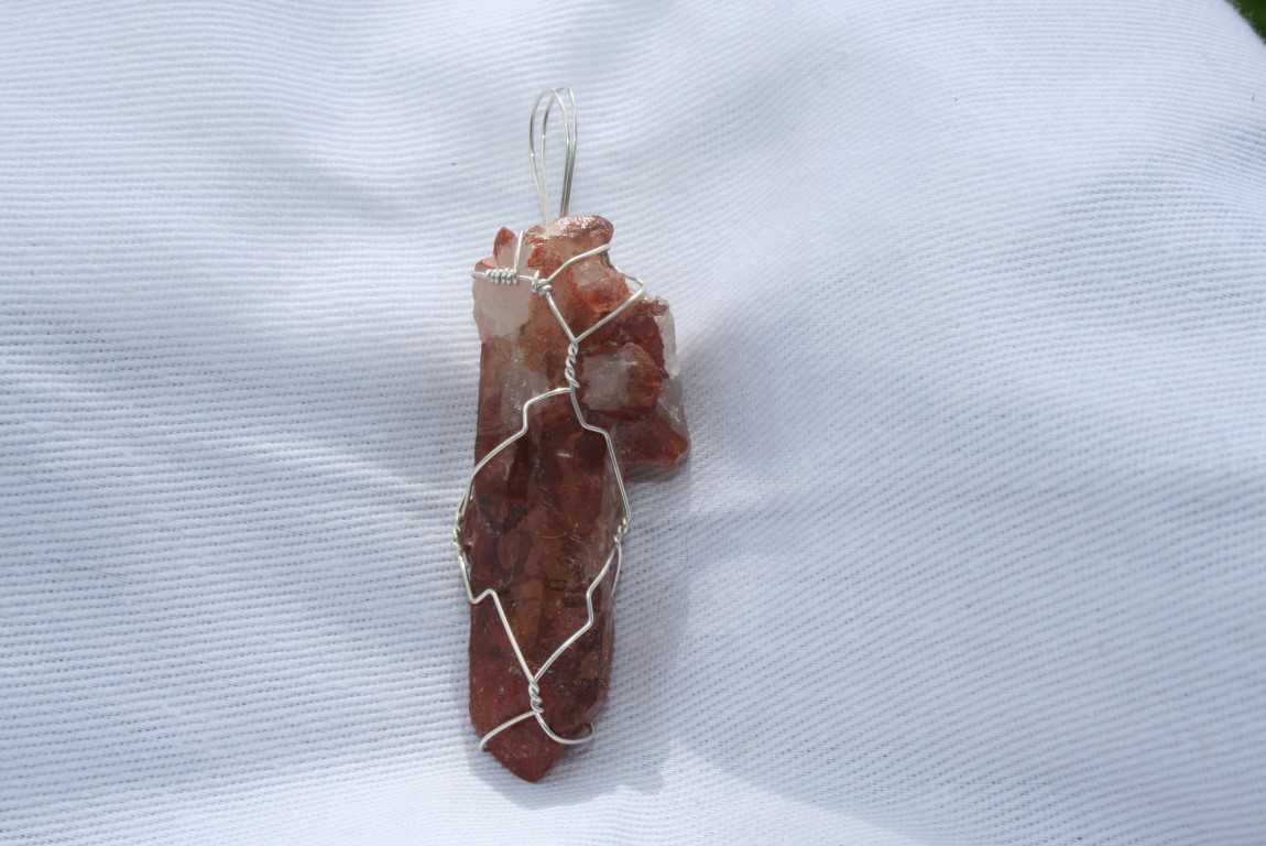 Red Moroccan Quartz wrapped Pendant brings new hope and relief of anxiety 4703